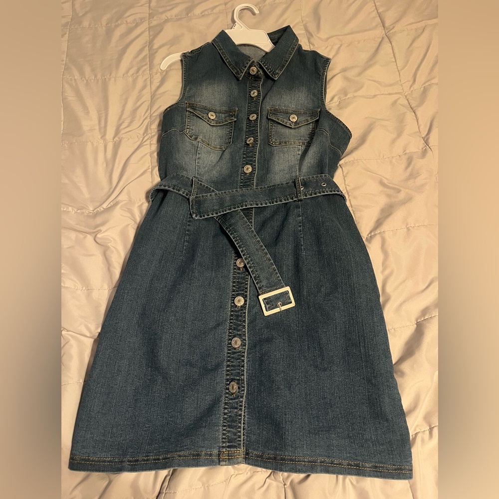 Love Tree Denim Dress- Blue